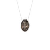 natural smoky-quartz oval shape pendant necklace